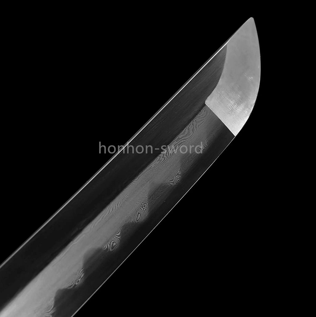 Épée de samouraï japonaise en acier plié noir, katana, lame tranchante faite à la main, noire