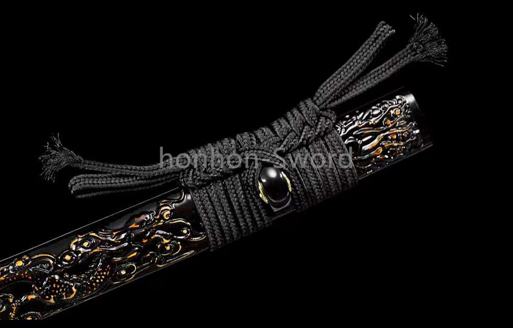 Folded Steel Japanese Katana Circle Pattern Blade Alloy Tsuba Sword Full Tang