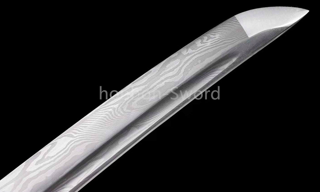 Japanese Tanto Damascus Folded Steel 12inch Mini Sword Brass Tsuba Full Tang