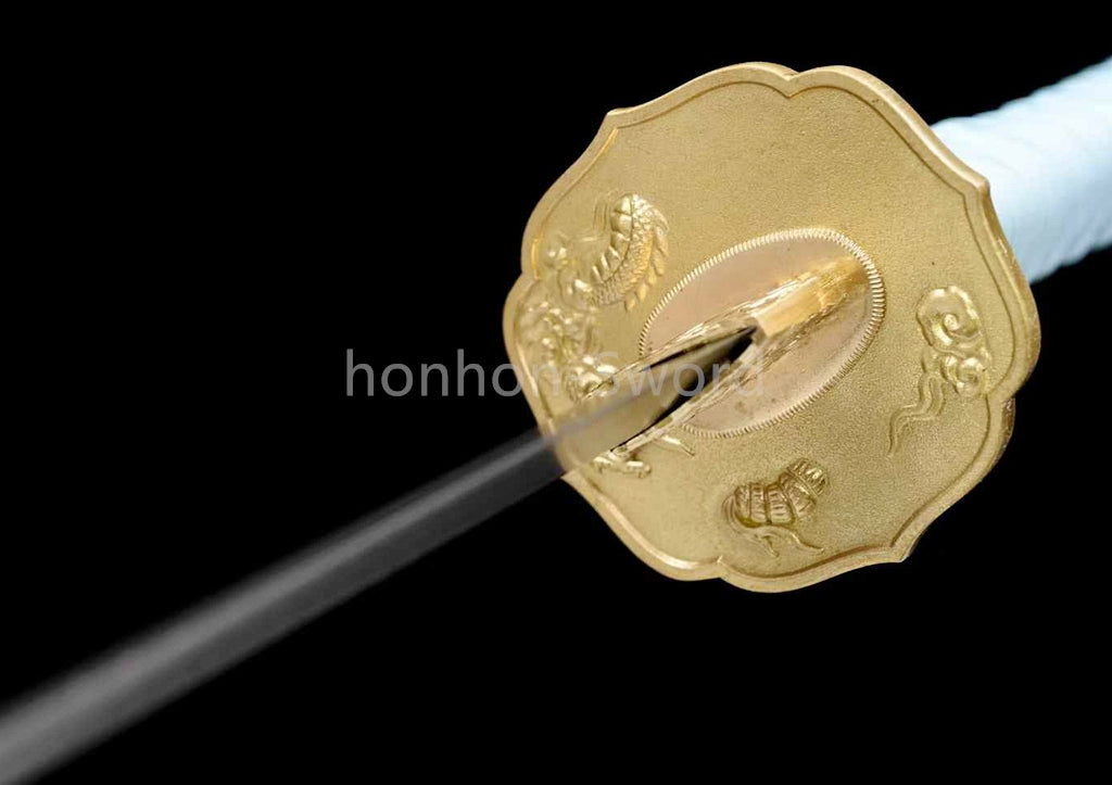 Épée de samouraï japonaise en acier plié noir, katana, lame tranchante faite à la main, noire