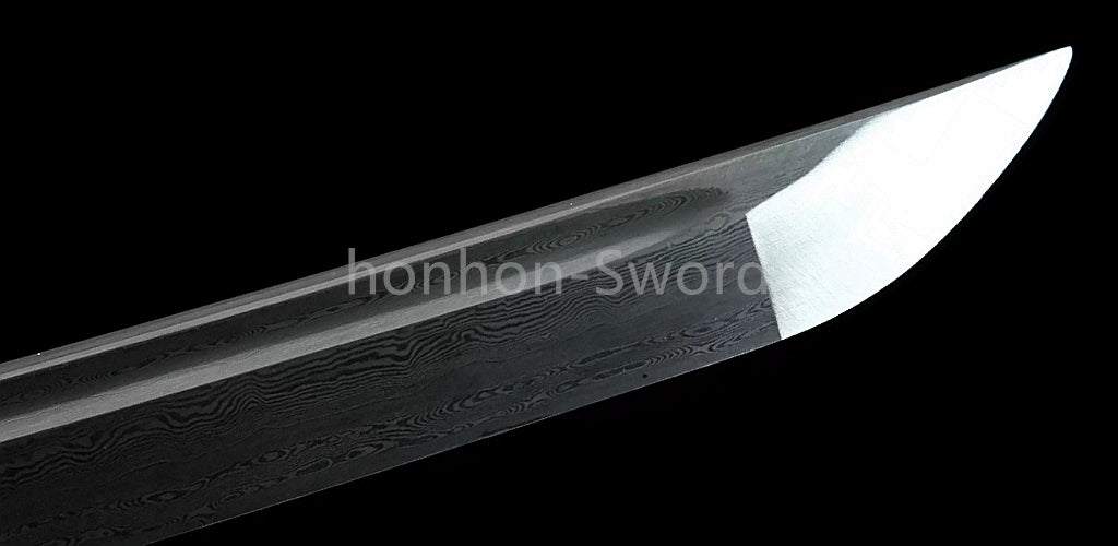 26inch Damascus Folded Steel Katana Japanese Samurai Sword Battle Full Tang Functional