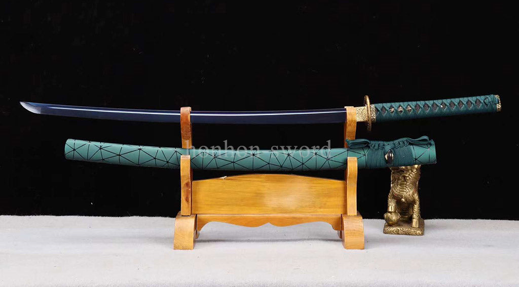 1095 High Carbon Steel Blue Blade Japanese Katana Full Tang Samurai Sword Battle Ready.
