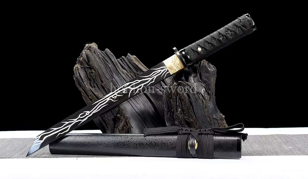 Han Jian Chinesisches Jian Schwert aus hochmanganhaltigem Stahl, Full Tang, kampfbereit, blaue Klinge