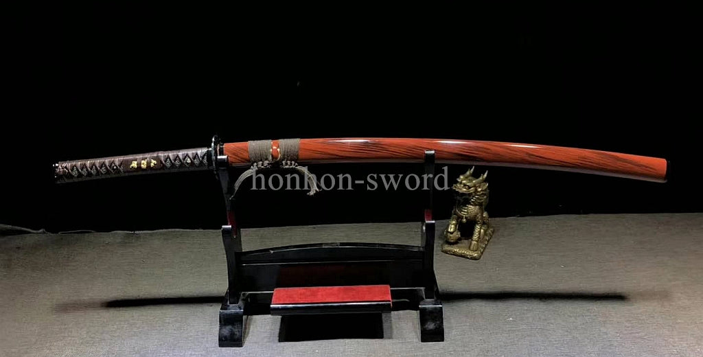 1095 Carbon Steel Japanese Katana Purple Blade Handmade Samurai Sword Full Tang.