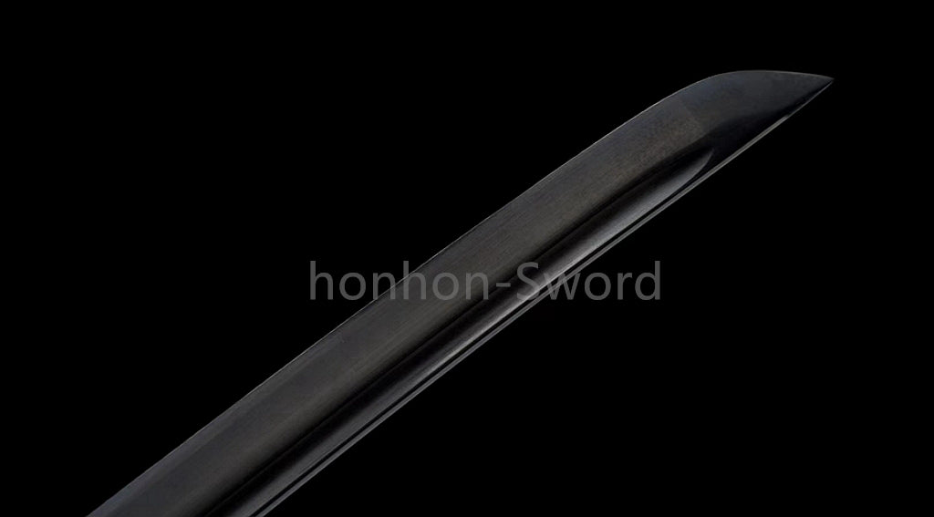 1095 Kohlenstoffstahl Katana Blaue Klinge Japanisches Samurai-Schwert Full Tang Schwarz