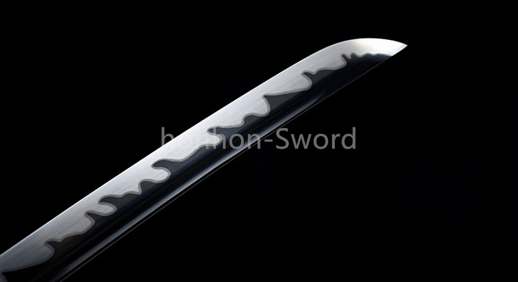 1095 Kohlenstoffstahl Katana Blaue Klinge Japanisches Samurai-Schwert Full Tang Schwarz
