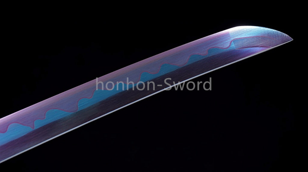 1095 Kohlenstoffstahl Katana Blaue Klinge Japanisches Samurai-Schwert Full Tang Schwarz