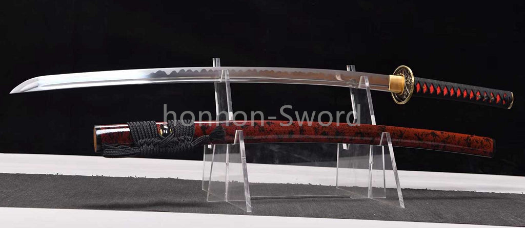 Katana en acier à haute teneur en manganèse, épée de samouraï japonais, prête pour la bataille, Saya blanche dorée