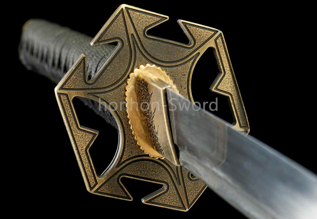 Katana en acier à haute teneur en manganèse, épée de samouraï japonais, prête pour la bataille, Saya blanche dorée