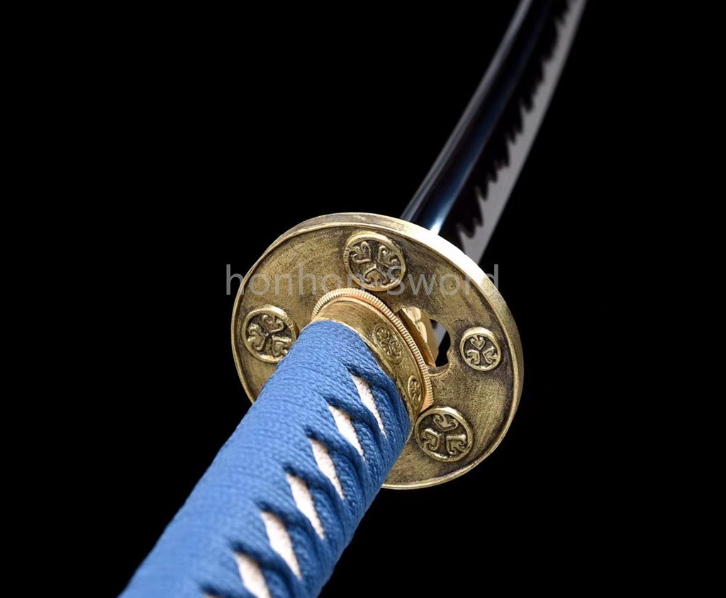 Japanese Katana 1095 High Carbon Steel Blue Blade Samurai Sword Full Tang Battle