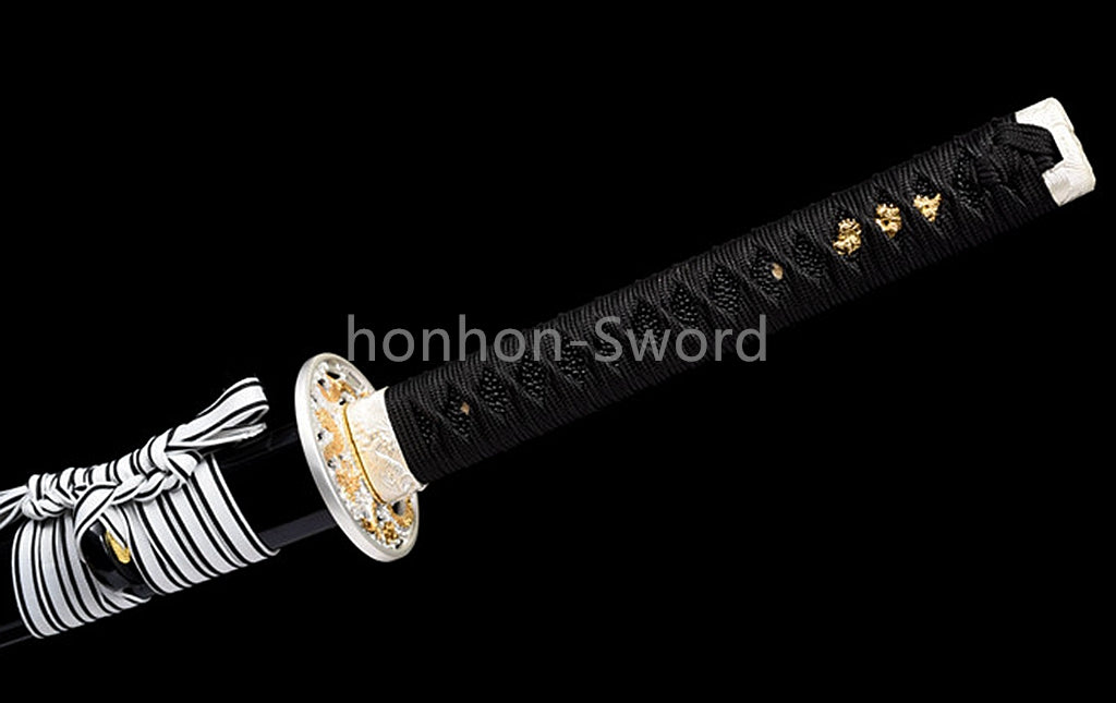 Japanese Katana 1095 High Carbon Steel Samurai Sword Full Tang Sharp Real Black