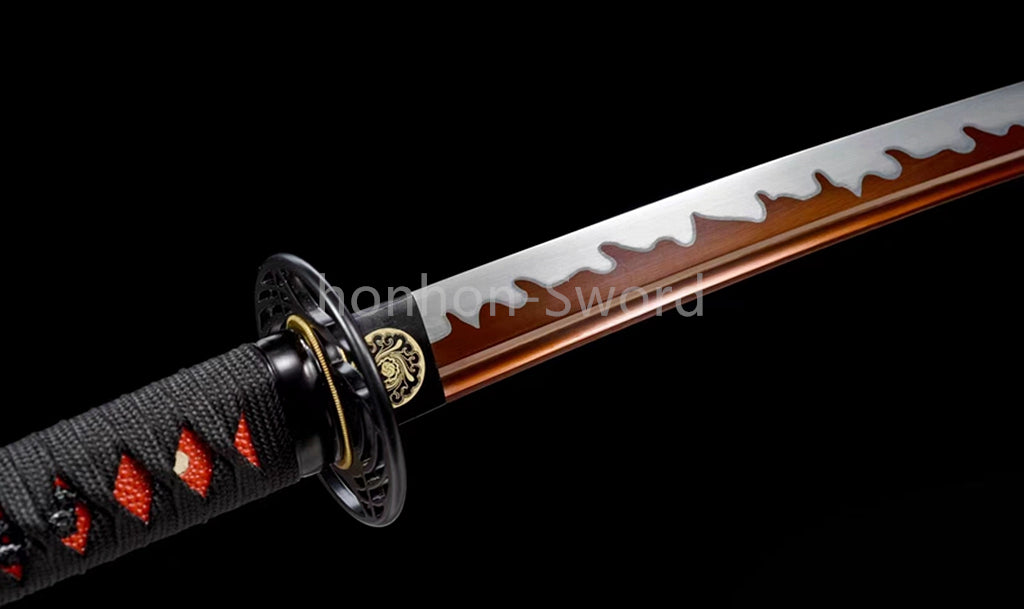 High Manganese Steel Japanese Budget Katana Samurai Sword Full Tang Real For Battle Red
