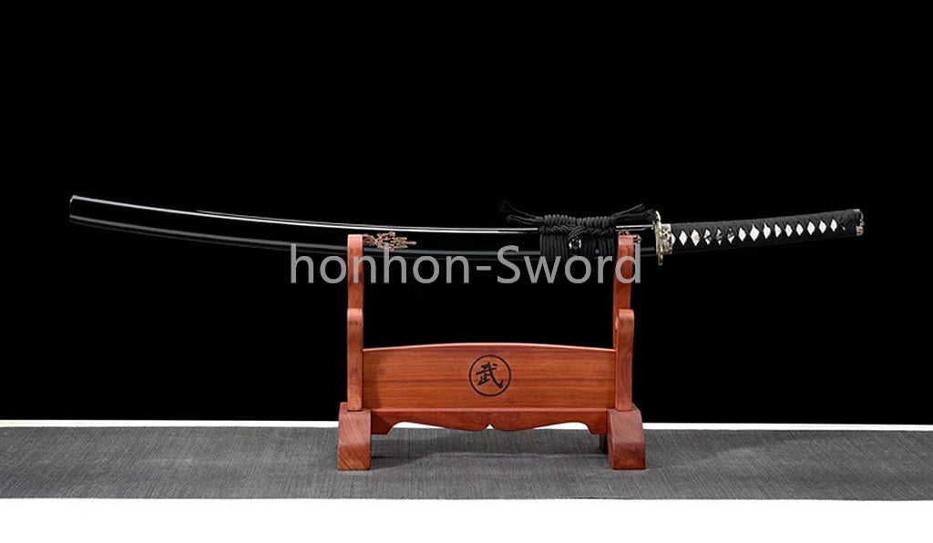 High Manganese Steel Japanese Katana Samurai Sword Full Tang Real For Battle Black