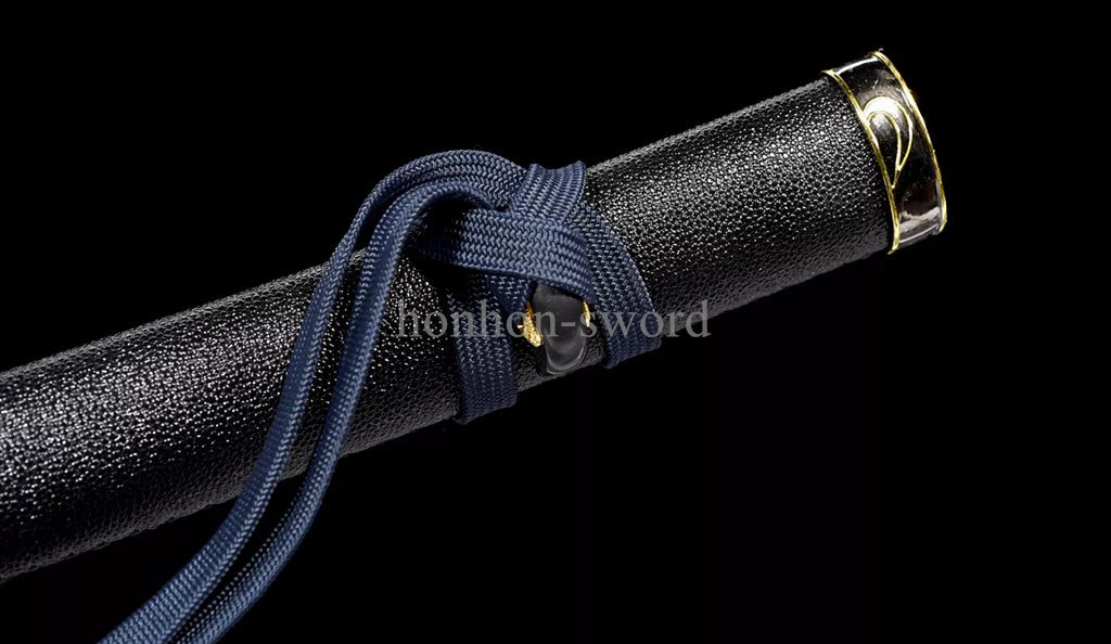 Katana à lame bleue en acier à haute teneur en carbone 1095, épée de samouraï japonais, épée complète noire