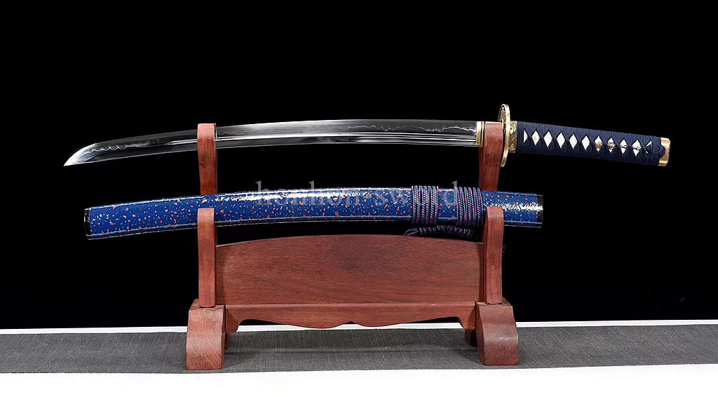 Katana à lame bleue en acier à haute teneur en carbone 1095, épée de samouraï japonais, épée complète noire