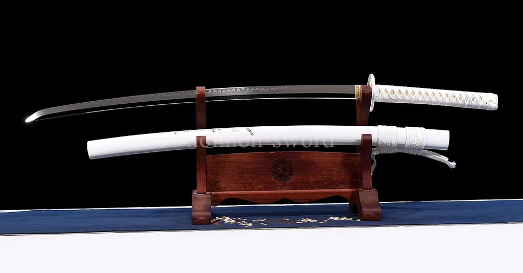 Katana à lame bleue en acier à haute teneur en carbone 1095, épée de samouraï japonais, épée complète noire