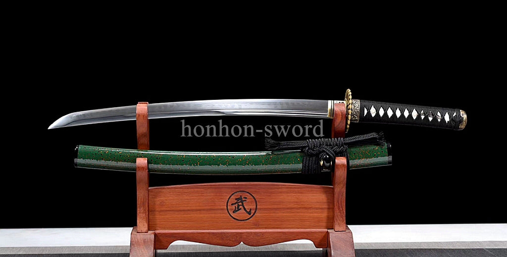 Katana à lame bleue en acier à haute teneur en carbone 1095, épée de samouraï japonais, épée complète noire