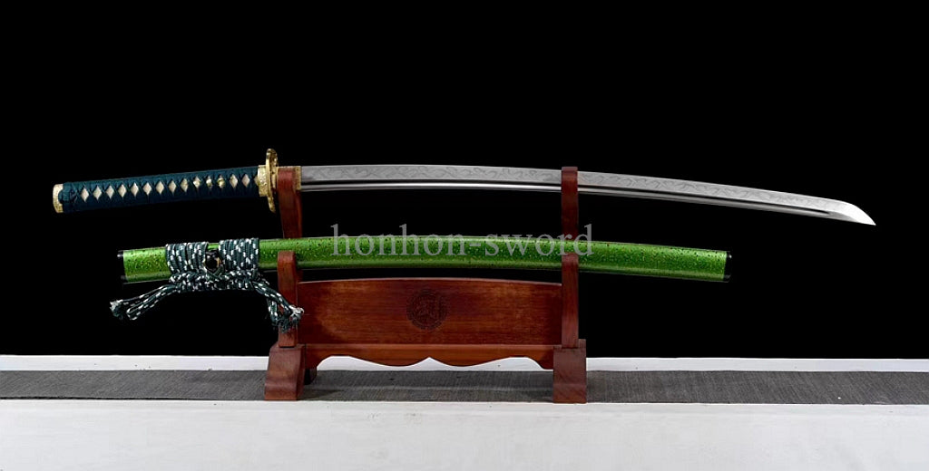 Katana à lame bleue en acier à haute teneur en carbone 1095, épée de samouraï japonais, épée complète noire