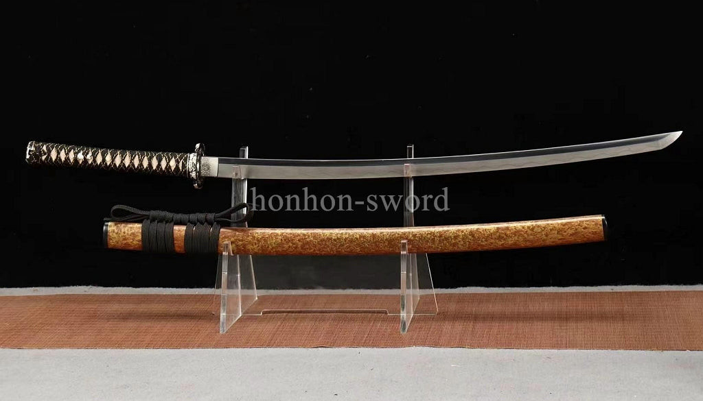 Katana à lame bleue en acier à haute teneur en carbone 1095, épée de samouraï japonais, épée complète noire