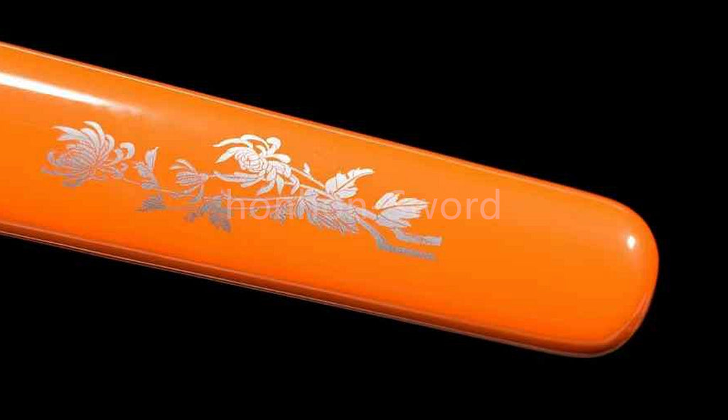 T10 Clay Tempered Japanese Tanto Orange Sword Sharp Abrasive Blade Full Tang