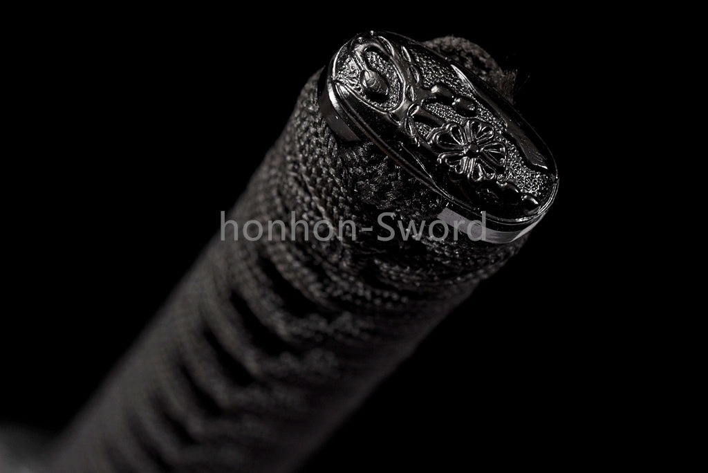 Katana à lame bleue en acier à haute teneur en carbone 1095, épée de samouraï japonais, épée complète noire