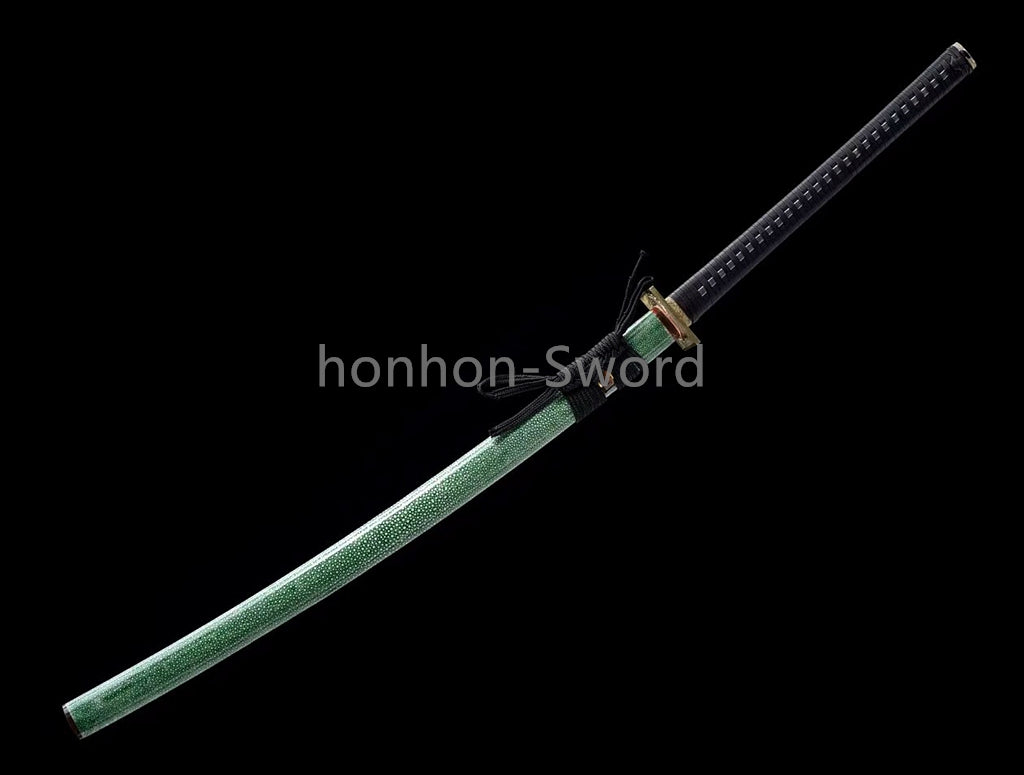1095 Kohlenstoffstahl Katana Blaue Klinge Japanisches Samurai-Schwert Full Tang Schwarz