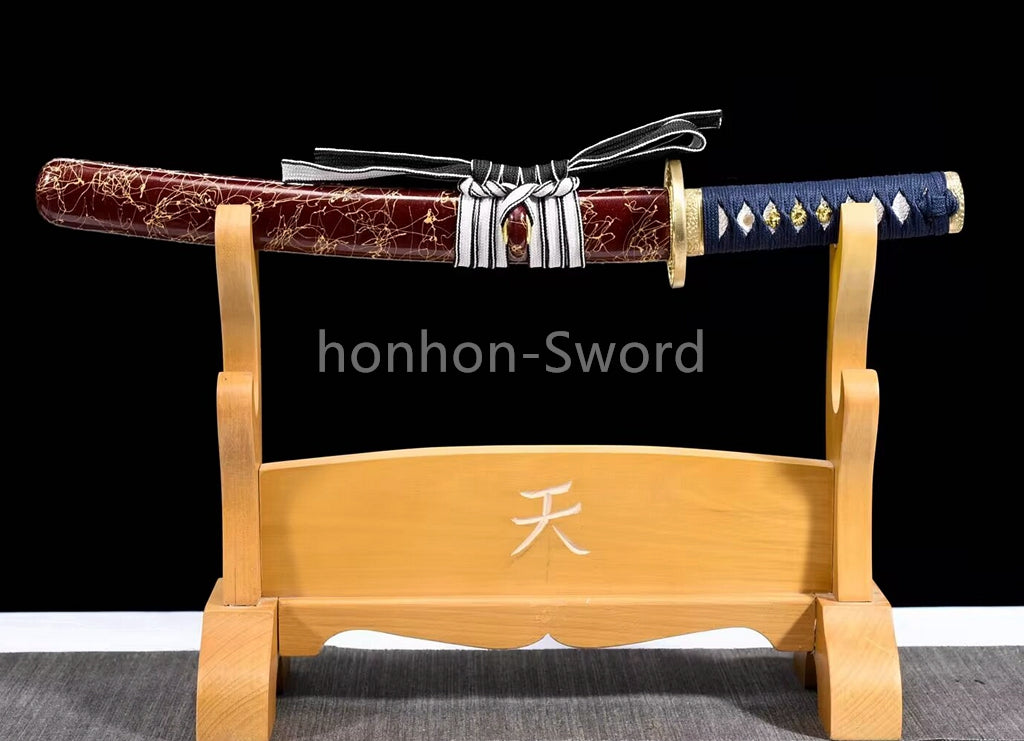 Japanese Tanto T10 Steel Clay Tempered UNOKUBI ZUKURI Brass Samurai Sword Sharp