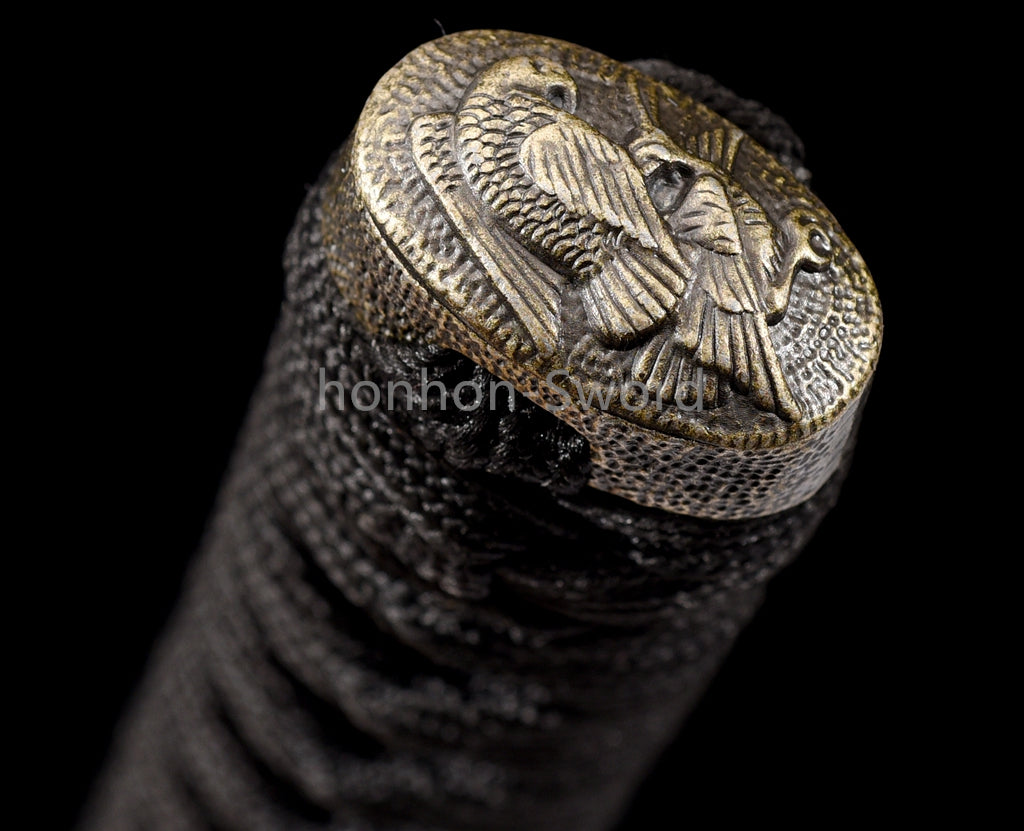 1095 Kohlenstoffstahl Katana Blaue Klinge Japanisches Samurai-Schwert Full Tang Schwarz