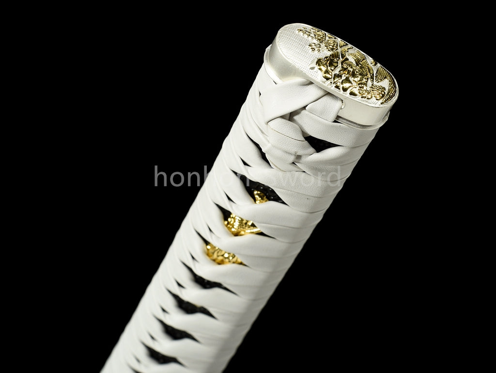 1095 Kohlenstoffstahl Katana Blaue Klinge Japanisches Samurai-Schwert Full Tang Schwarz