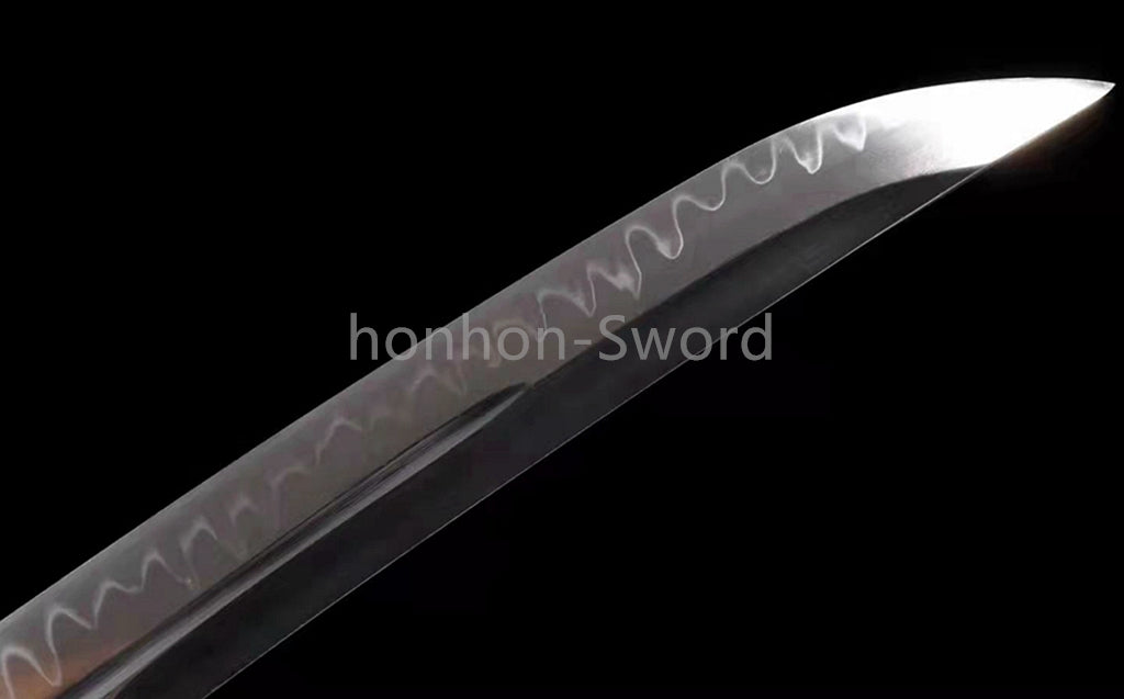 1095 Kohlenstoffstahl Katana Blaue Klinge Japanisches Samurai-Schwert Full Tang Schwarz
