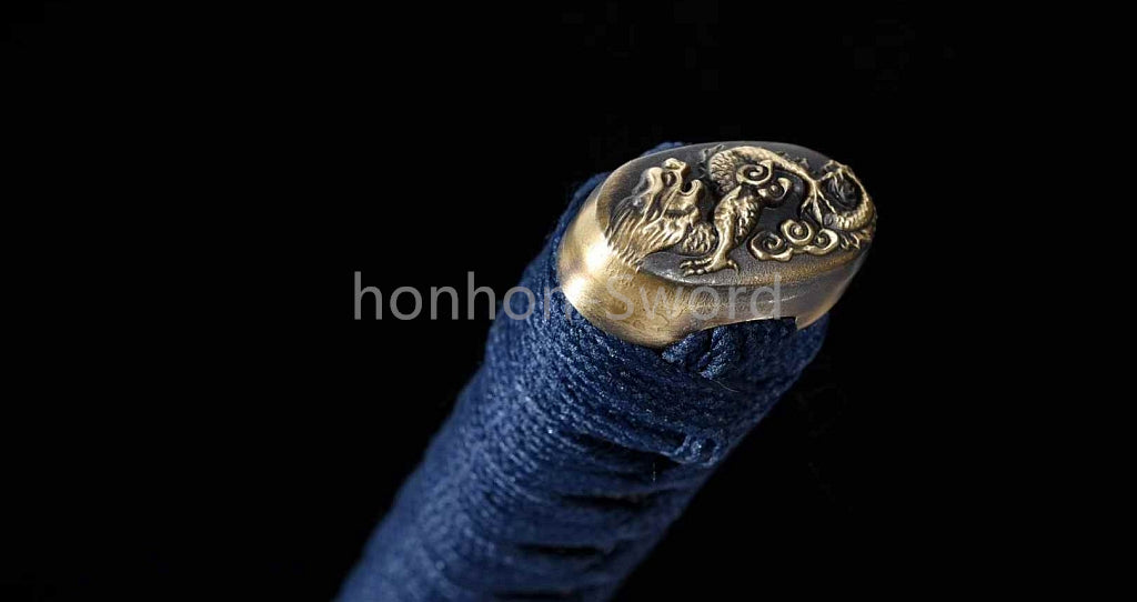 Japanisches Samurai-Schwert Katana aus schwarzem gefaltetem Stahl, Full Tang, handgefertigt, scharfe Klinge, schwarz