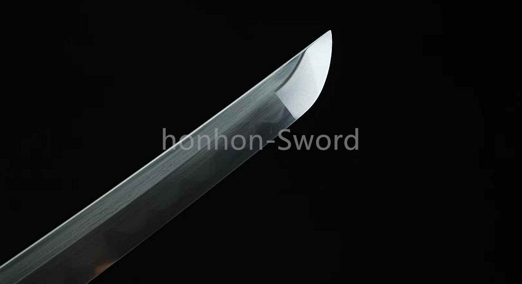 Japanisches Samurai-Schwert Katana aus schwarzem gefaltetem Stahl, Full Tang, handgefertigt, scharfe Klinge, schwarz