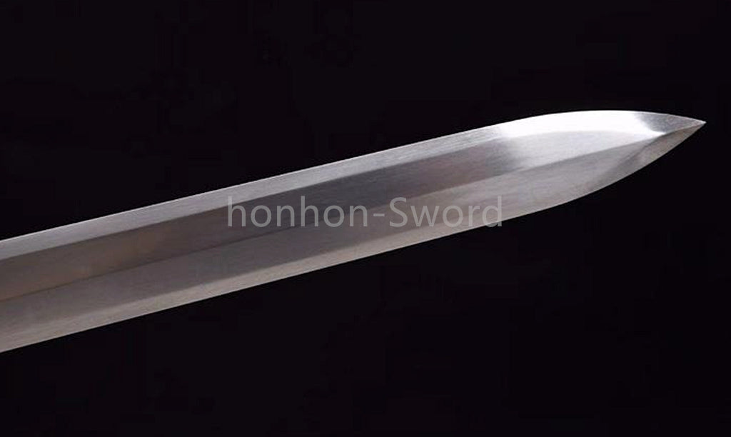 Épée Nagamaki en acier à ressort, véritable épée de samouraï japonaise, forgée à la main pour la bataille, noire, 9260