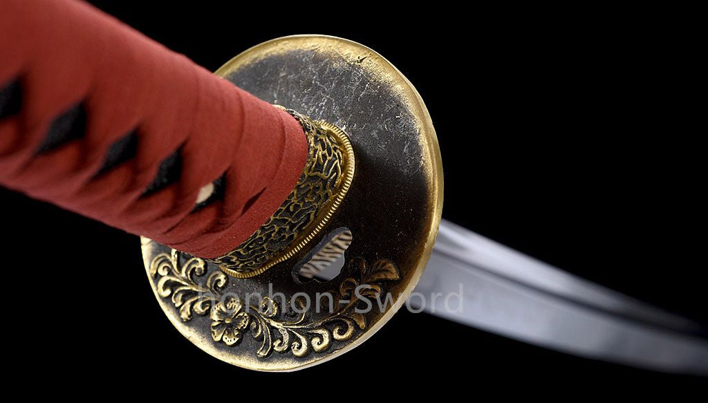 Japanese Katana T10 Clay Tempered Samurai Sword Brass Tsuba Full Tang For Battle