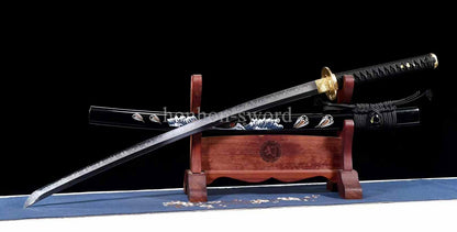 Katana à lame bleue en acier à haute teneur en carbone 1095, épée de samouraï japonais, épée complète noire 