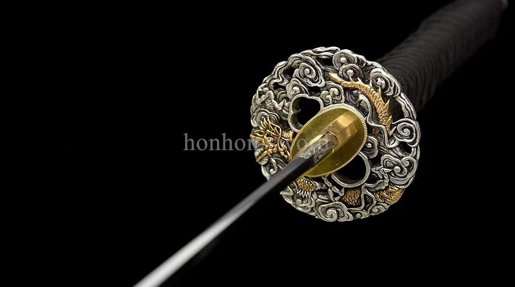 Japanese Katana L6 Steel Mirror Polished Samurai Sword Brass Tsuba for Battle.