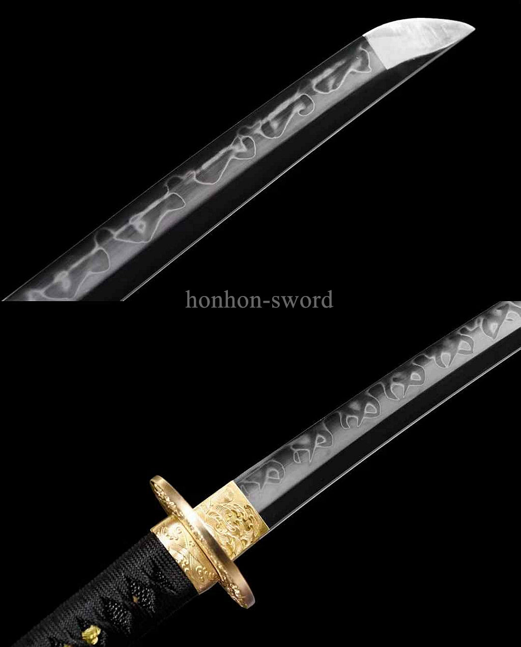 Katana à lame bleue en acier à haute teneur en carbone 1095, épée de samouraï japonais, épée complète noire 