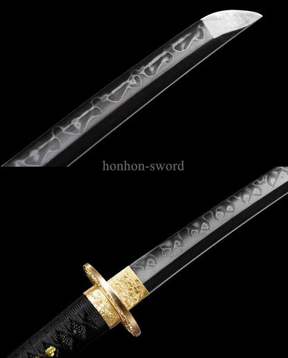 Katana à lame bleue en acier à haute teneur en carbone 1095, épée de samouraï japonais, épée complète noire 