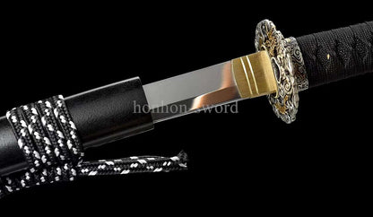 Japanese Katana L6 Steel Mirror Polished Samurai Sword Brass Tsuba for Battle.
