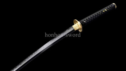 Katana à lame bleue en acier à haute teneur en carbone 1095, épée de samouraï japonais, épée complète noire 