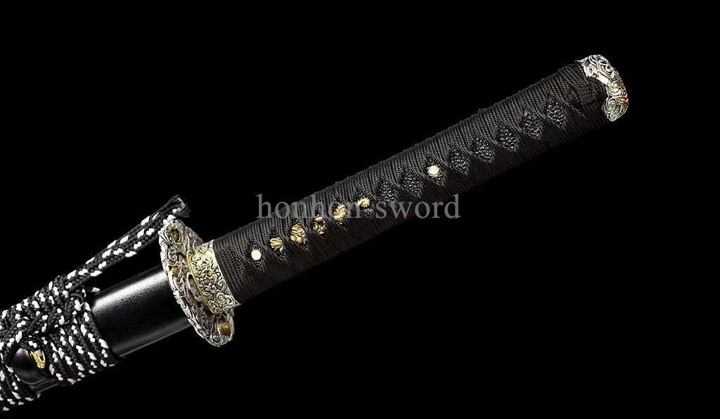 Japanese Katana L6 Steel Mirror Polished Samurai Sword Brass Tsuba for Battle.