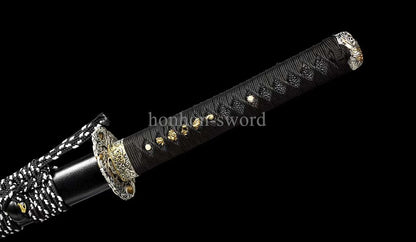 Japanese Katana L6 Steel Mirror Polished Samurai Sword Brass Tsuba for Battle.