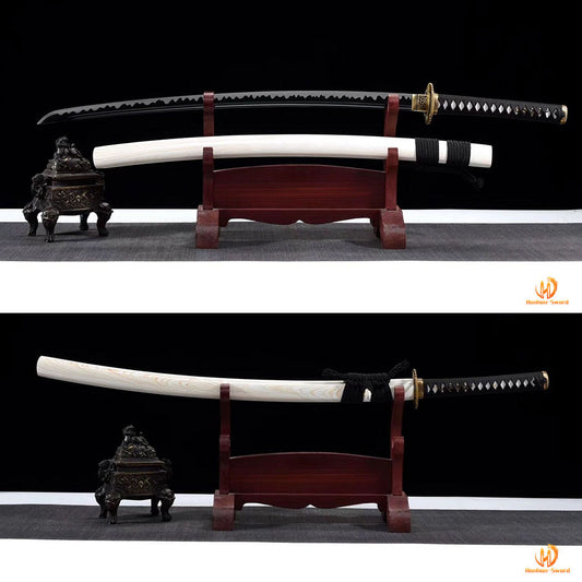 Épée japonaise Iaito Katana en aluminium faite à la main, lame non affûtée, blanche 