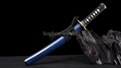 Katana à lame bleue en acier à haute teneur en carbone 1095, épée de samouraï japonais, épée complète noire 