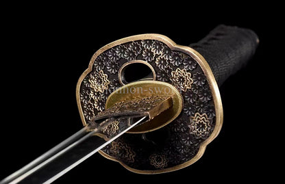 Katana à lame bleue en acier à haute teneur en carbone 1095, épée de samouraï japonais, épée complète noire 