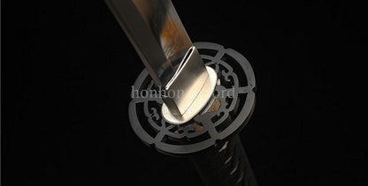 1095 Kohlenstoffstahl Katana Blaue Klinge Japanisches Samurai-Schwert Full Tang Schwarz 