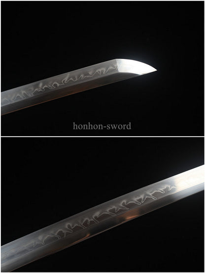 1095 Kohlenstoffstahl Katana Blaue Klinge Japanisches Samurai-Schwert Full Tang Schwarz 