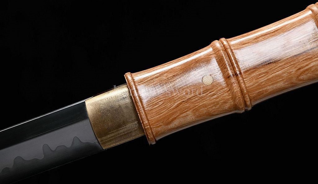 1095 Kohlenstoffstahl Katana Blaue Klinge Japanisches Samurai-Schwert Full Tang Schwarz 