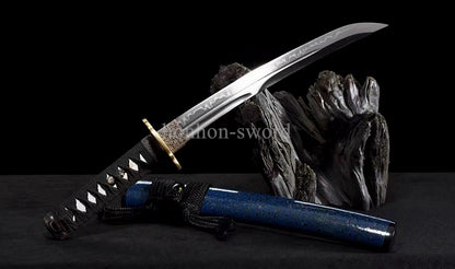 Katana à lame bleue en acier à haute teneur en carbone 1095, épée de samouraï japonais, épée complète noire 
