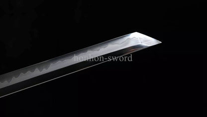 1095 Kohlenstoffstahl Katana Blaue Klinge Japanisches Samurai-Schwert Full Tang Schwarz 